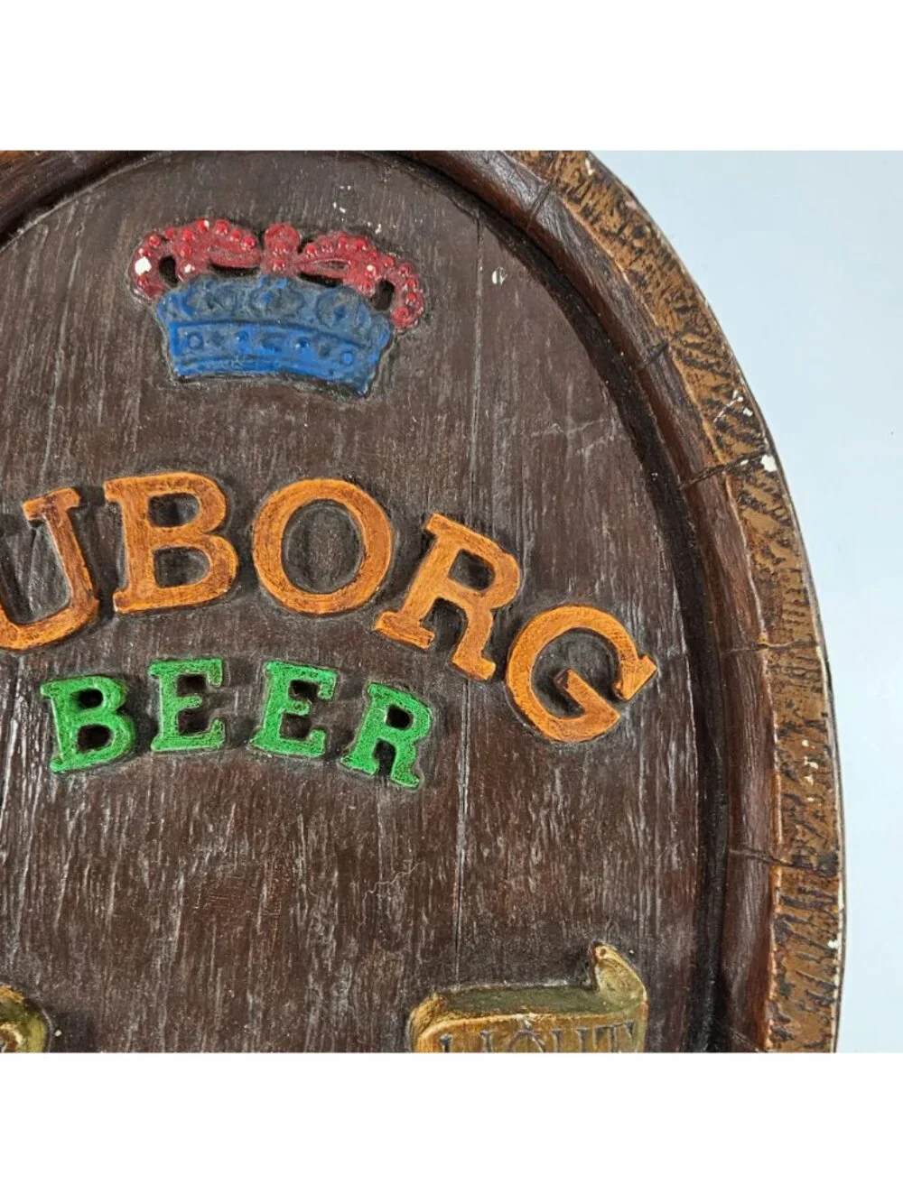 Vintage Tuborg Beer Plaque Sign Brewed Light On Draught
